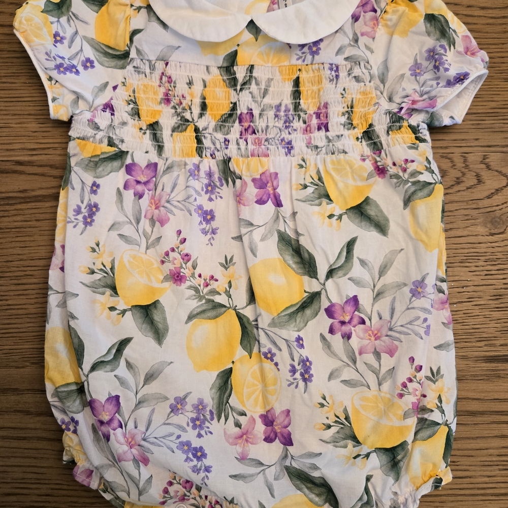 Janie and Jack Lemon Floral Bodysuit - Yellow and Purple